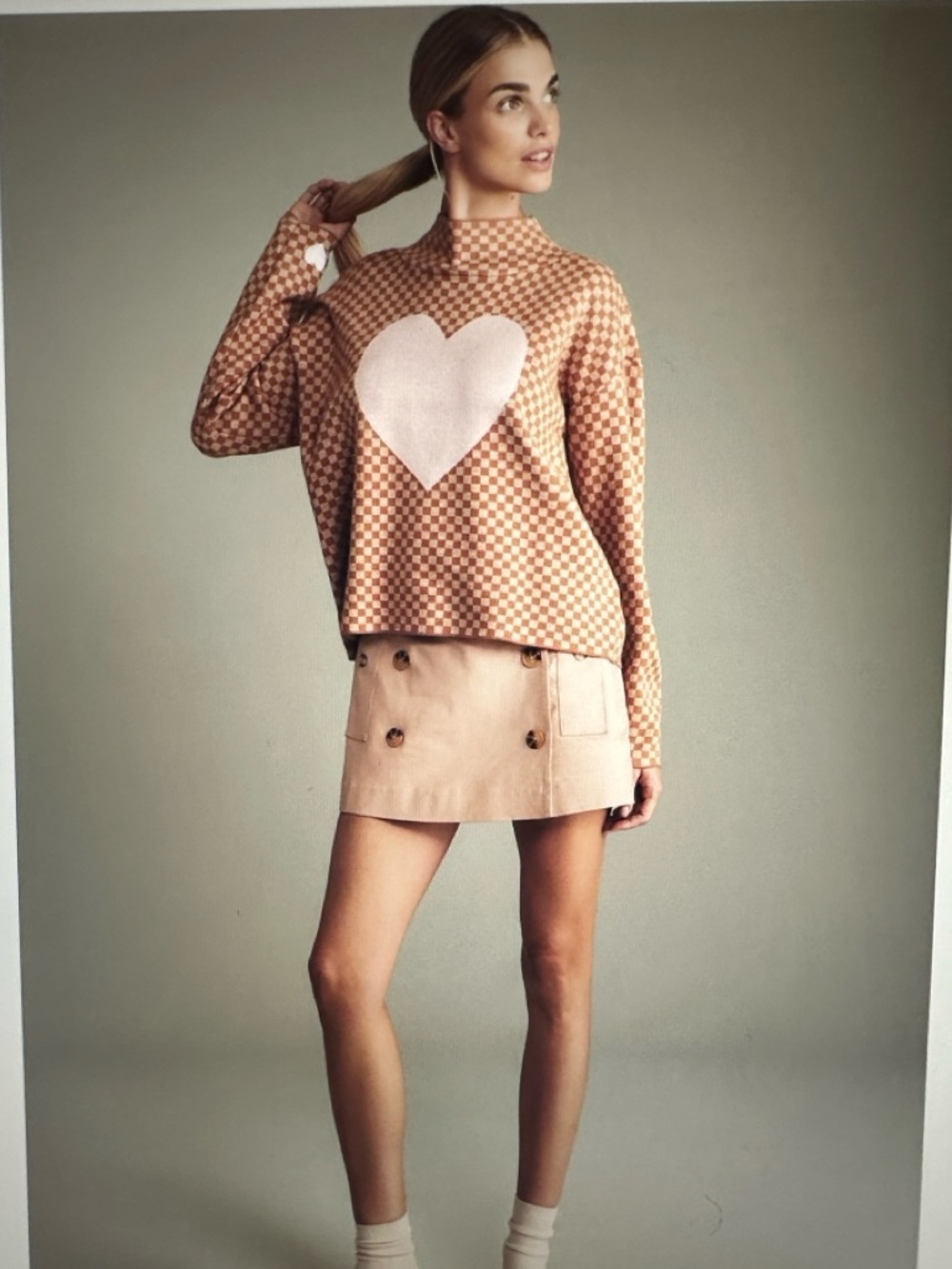 New with Tag! Maeve Anthropologie Heart Mock Neck Sweater sz L